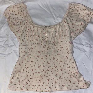 Heart & Hips Cream Floral Blouse